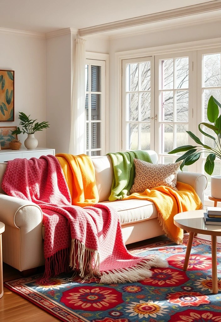 17 Fresh Textile Ideas for Spring That Will Revive Your Apartment (Warning: #9 is Irresistible!) - 3. Colorful Throw Blankets