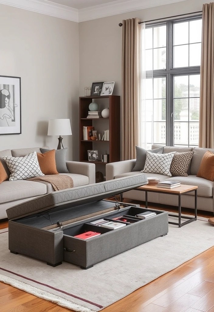 21 Cozy Living Room Ideas That'll Make You Want to Curl Up and Stay Forever! - 12. Multi-functional Furniture