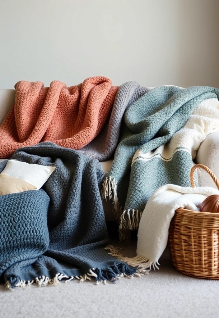 21 Cozy Living Room Ideas That'll Make You Want to Curl Up and Stay Forever! - 13. Warm Throw Blankets