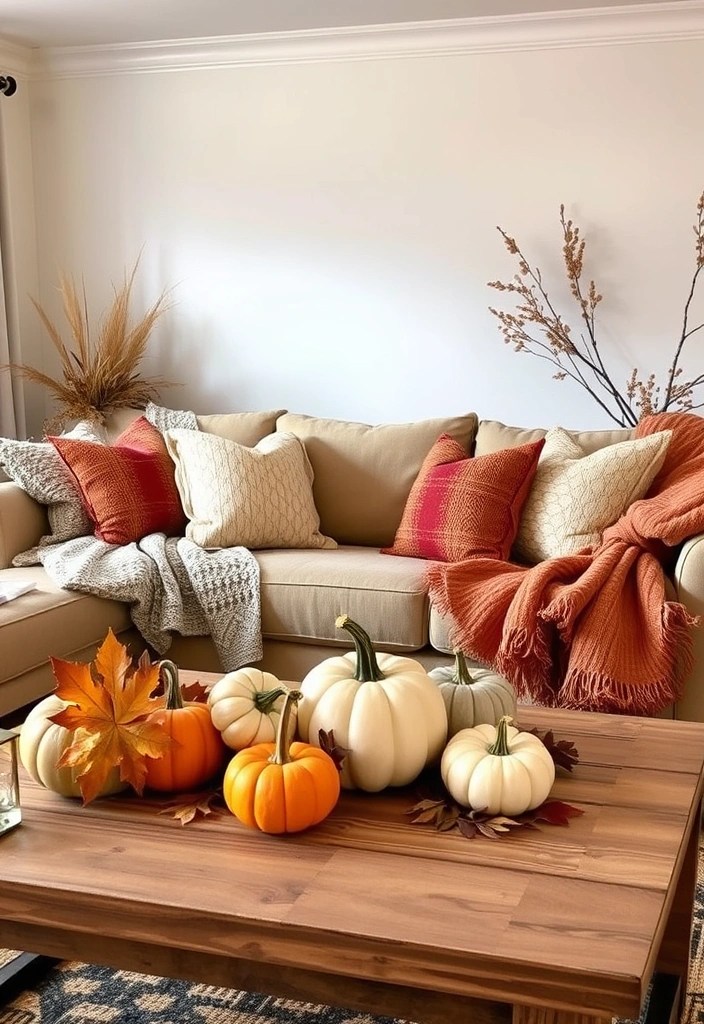 21 Cozy Living Room Ideas That'll Make You Want to Curl Up and Stay Forever! - 20. Seasonal Decor